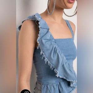 COUNTRY QUEEN DENIM SLEEVELESS BLOUSE sz Medium